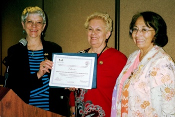 President Katherine presenting the charter for Oroville. BPW to Trudy and Bessie JPG