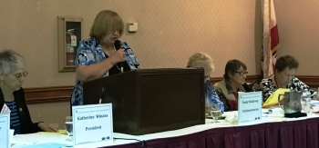 BYlaws and Resolutions Chair presenting Resolutions revisions at CFBPW Fall Board